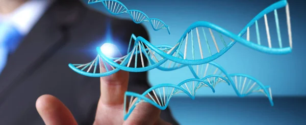 Biznesmen za pomocą nowoczesnej struktury Dna renderowania 3d — Zdjęcie stockowe