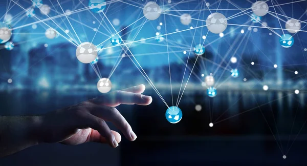 Uçan ağ topları bağlantı 3B oluşturmayı kullanarak Businesman