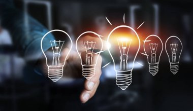 Bir kroki ampul dokunmadan işadamı