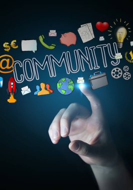 Çizilmiş topluluk sunum kullanarak iş kadını