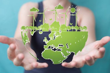 Çok dokunaklı ve yenilenebilir enerji kroki tutan bir işkadını