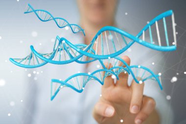 Modern Dna yapısı 3B oluşturmayı kullanarak iş kadını