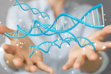 Modern Dna yapısı 3B oluşturmayı kullanarak iş kadını