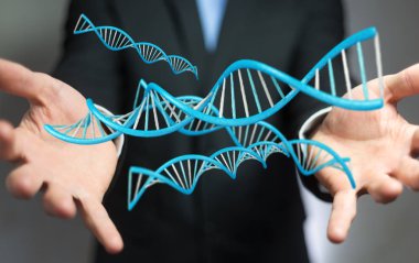 Modern Dna yapısı 3B oluşturmayı kullanarak iş adamı