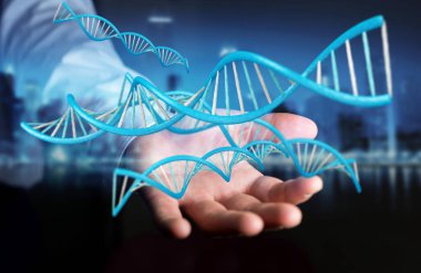 Modern Dna yapısı 3B oluşturmayı kullanarak iş adamı