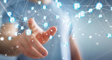 Uçan ağ topları bağlantı 3B oluşturmayı kullanarak Businesman