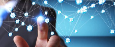 Uçan ağ topları bağlantı 3B oluşturmayı kullanarak Businesman