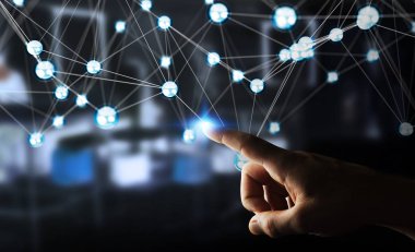 Uçan ağ topları bağlantı 3B oluşturmayı kullanarak Businesman