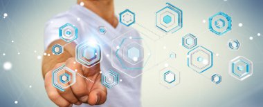 Bir siber saldırı 3d render engellemek için antivirus istimal iş adamı