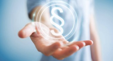 Yasalara koruma sağ 3d rendering kullanarak iş adamı