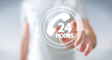 Yardım hattı yardım almak 3d rendering kullanarak iş adamı