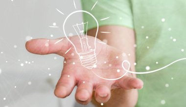 Bir kroki ampul tutan işadamı