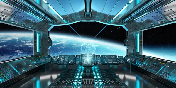 Uzay gemisi iç dünyanın manzaralı Earth 3d işleme el