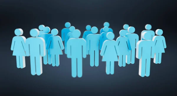 Grupo blanco y azul de personas icono de representación 3D —  Fotos de Stock