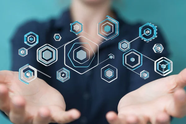 Bir siber saldırı 3d renderi engellemek için antivirus istimal iş kadını