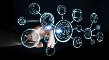 Multimedya arabirimi çizilmiş dokunmadan işkadını