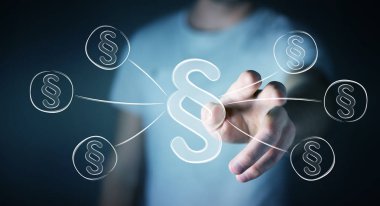 Hukuk koruma sağ sembol dokunmadan işadamı