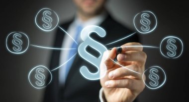 Hukuk koruma sağ sembol çizim işadamı