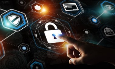 Bir siber saldırı 3d render engellemek için antivirus istimal iş adamı