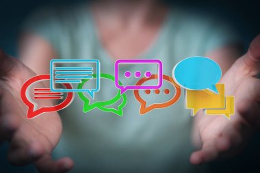 Dijital renkli 3d render konuşma kullanarak iş kadını ben