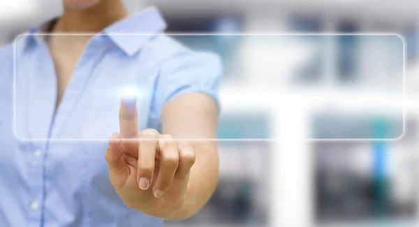 Businesswoman surfing on internet with digital tactile interface — Stock Photo, Image