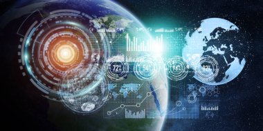 Veri değişimi ve küresel ağ üzerinden dünya 3d render