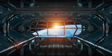 Uzay gemisi iç dünya üzerindeki manzaralı t 3d işleme öğeleri