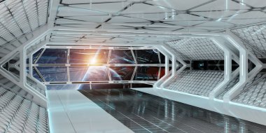 Uzay gemisi iç gezegenler 3d render unsurları üzerinde Manzaralı