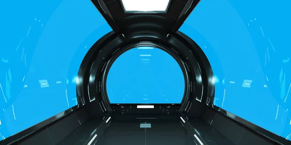 Nava spatiala interior intunecat cu redare 3D — Fotografie, imagine de stoc