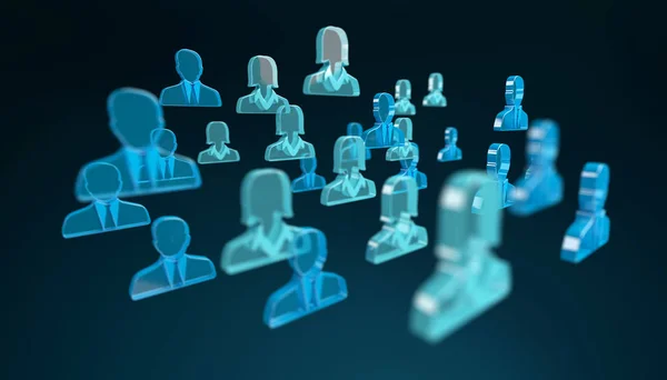 3D vykreslování skupina lidí, ikona modré — Stock fotografie