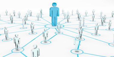 Bir grup insan 3d render birbirine bağlayan lideri