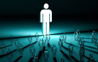 Bir grup insan 3d render aydınlatıcı lideri