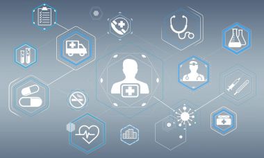 Modern tıbbi arayüz simgeleri 3d render ile