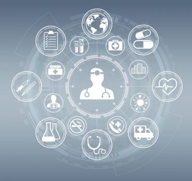 Modern tıbbi arayüz simgeleri 3d render ile