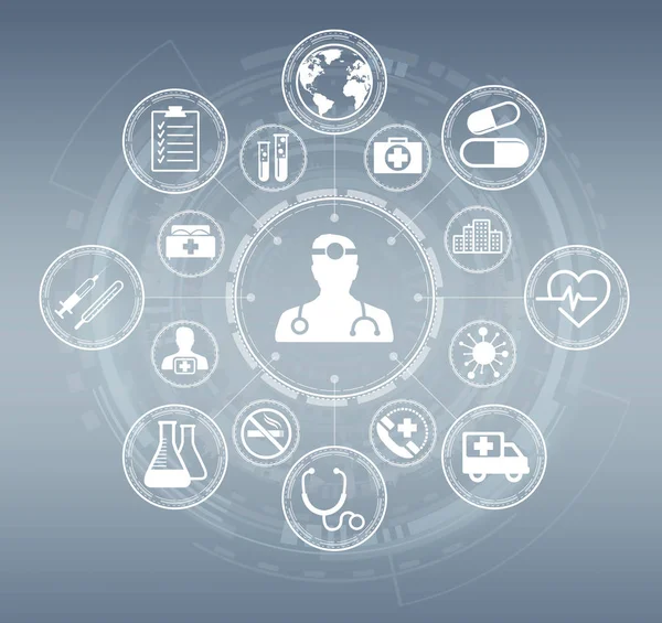 Modern tıbbi arayüz simgeleri 3d render ile