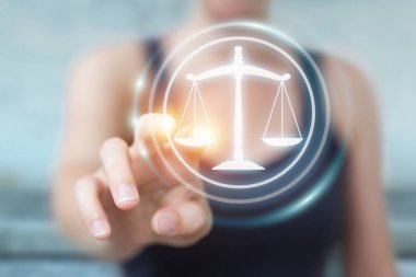 Holding ve 3d render hukuk sembolü dokunmadan işkadını