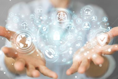 Onun veri kişisel bilgileri 3d render korumak işkadını