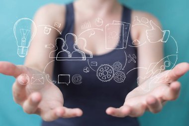 Holding ve dokunaklı el yazması proje presentati işkadını