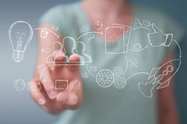 Holding ve dokunaklı el yazması proje presentati işkadını