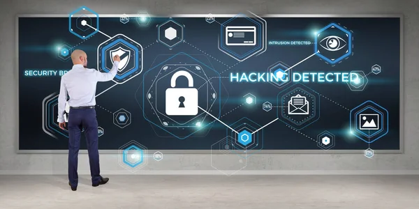 Bir kurulu 3d render virüsten koruma arabirimini kullanarak iş adamı