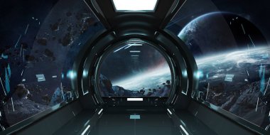 Uzay gemisi iç gezegenler 3d render unsurları üzerinde Manzaralı