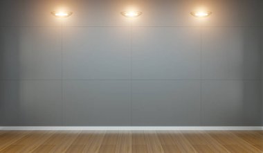 Işıklar 3d render ile Müzesinde boş duvar