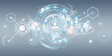 Sosyal ağ arabirimi 3d render