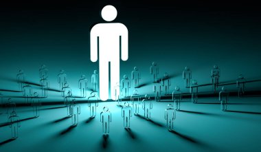 Bir grup insan 3d render aydınlatıcı lideri