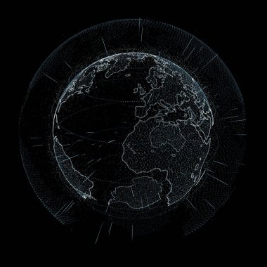 Bağlantıları ve veri değişim gezegen üzerinde 3d renderi toprak