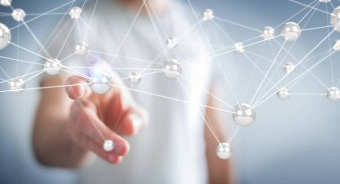 Uçan ağ topları bağlantı 3B oluşturmayı kullanarak Businesman