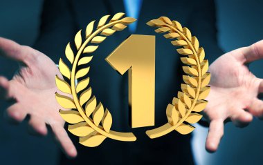 İlk altın fiyatı 3d render kazanan işadamı