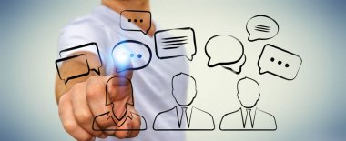 Tartışma simgeleri kroki dokunmadan işadamı