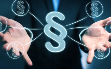 Hukuk koruma sağ sembol tutan işadamı