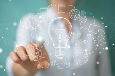 Çok dokunaklı ve kroki ampul tutan bir işkadını